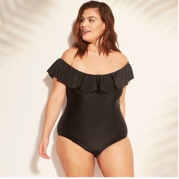 Ava & Viv Black Flowy One Piece Swim - Picture 2 of 6